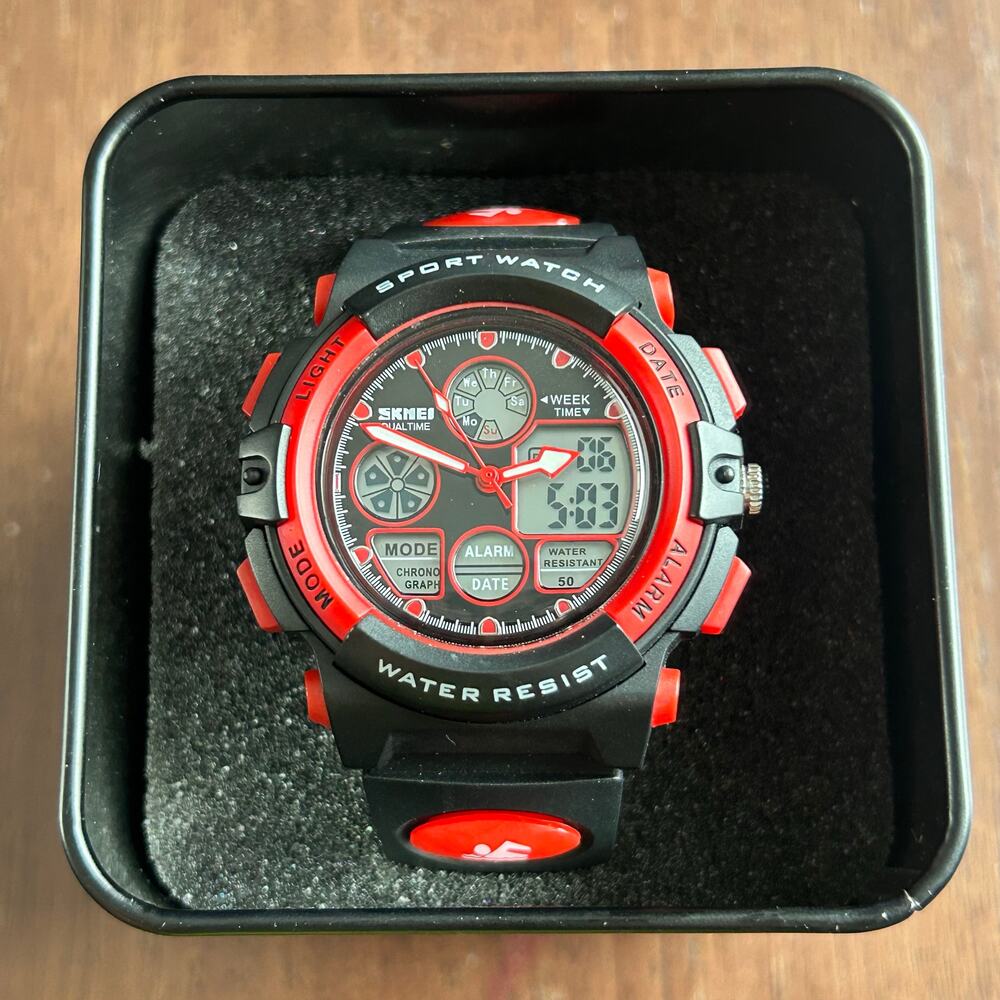 SKMEI 1163 Unisex Kids Black Band Digital & Analog Dial Quartz Wrist Watch